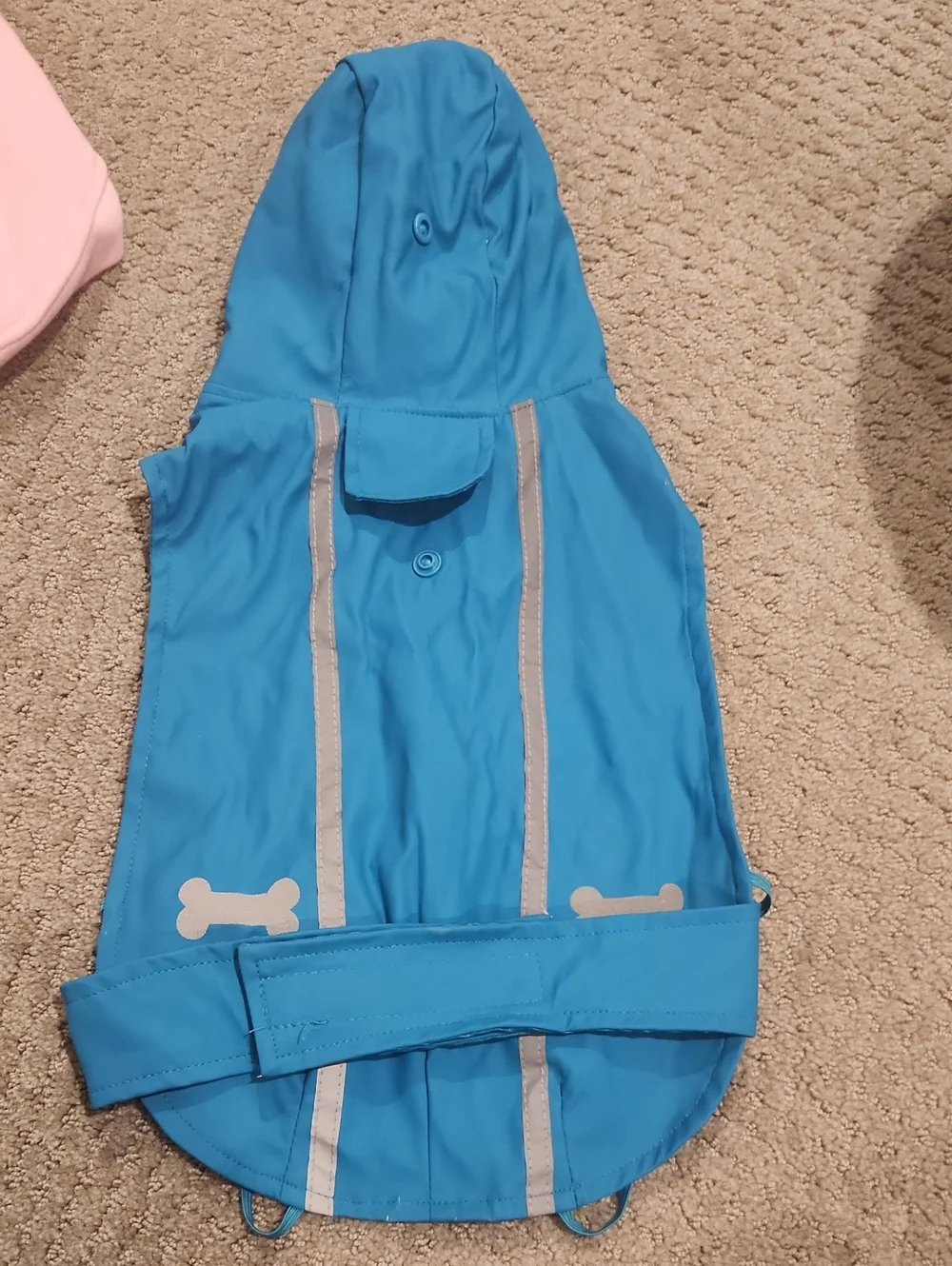 NEW* TOP PAW Blue Reflective Dog Raincoat with Hood Medium